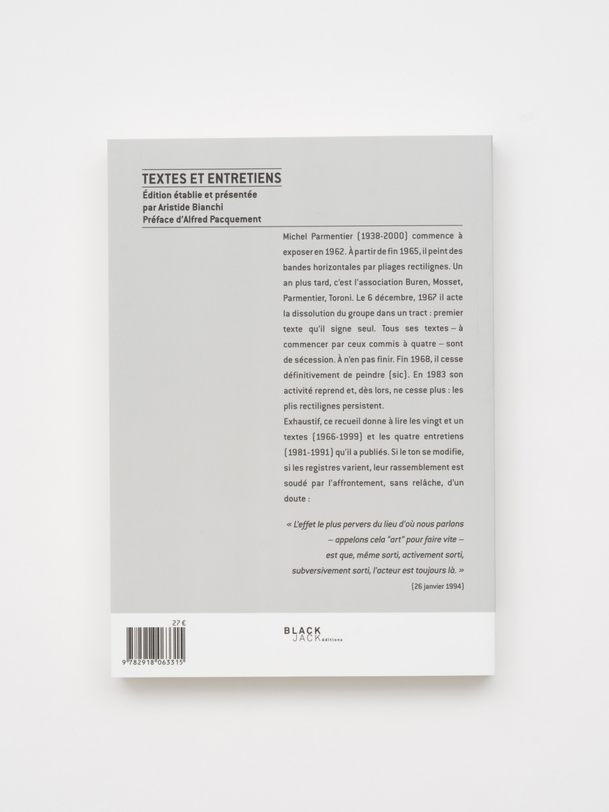 Michel Parmentier - “Textes et entretiens”