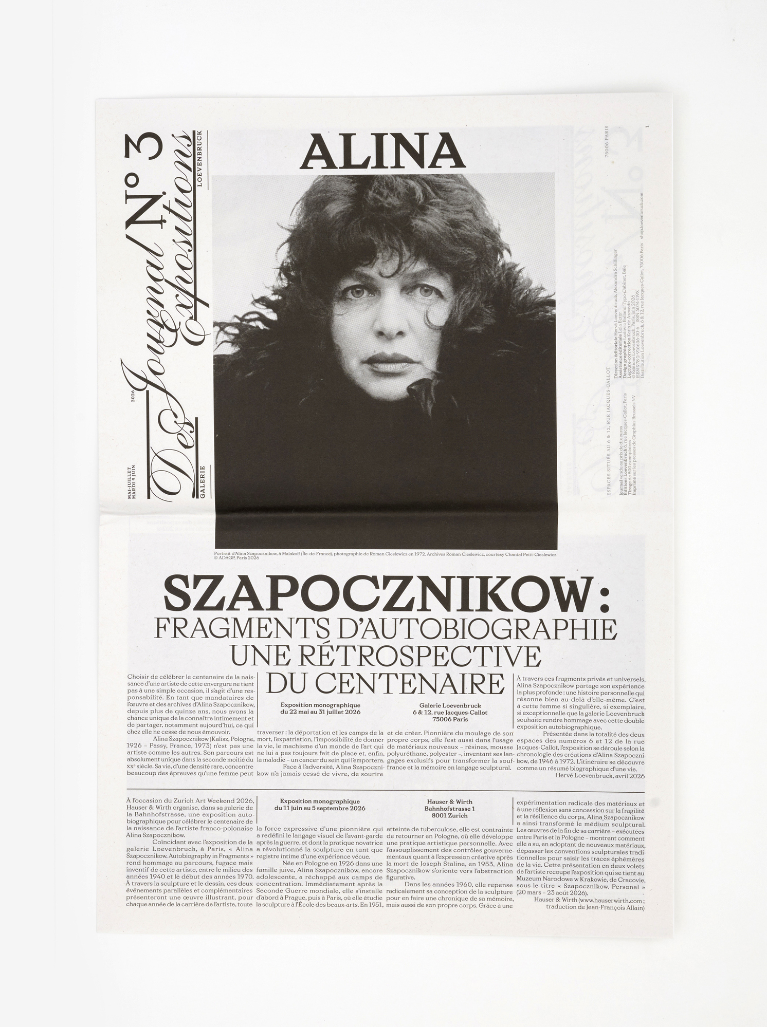 Journal des expositions, Alina Szapocznikow : Fragments d’autobiographie. Une rétrospective du centenaire