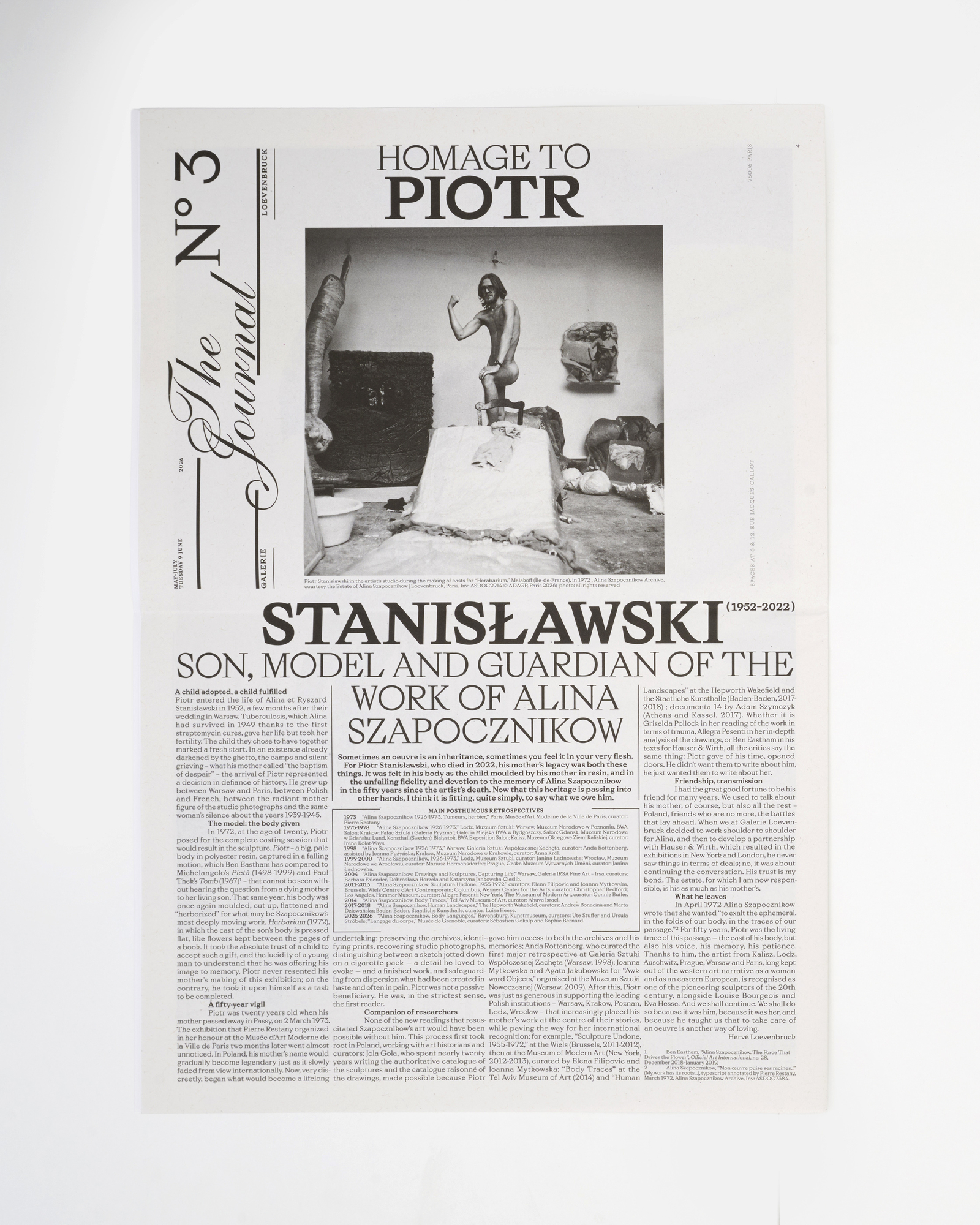 The Journal, Alina Szapocznikow: Autobiography in Fragments. A Centenary Retrospective